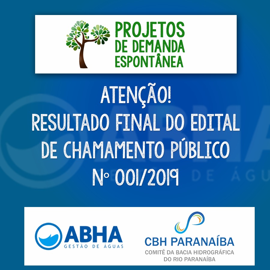 Resultado Final do Edital de Chamamento Público CBH Paranaíba nº 001/2019 