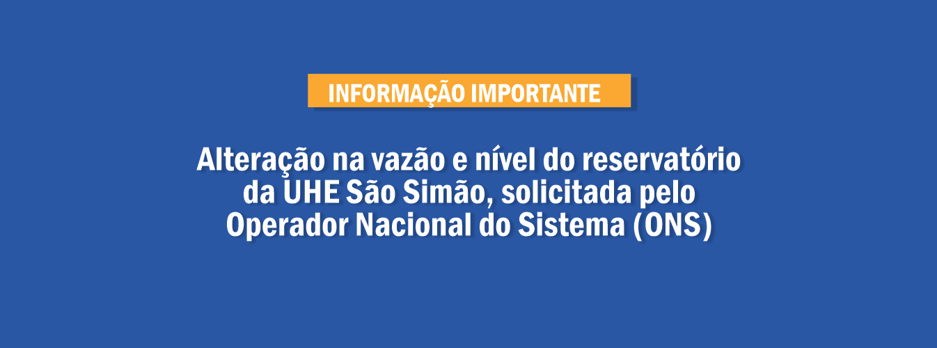 Usina de São Simão realizará abertura controlada do vertedouro para ajuste hídrico