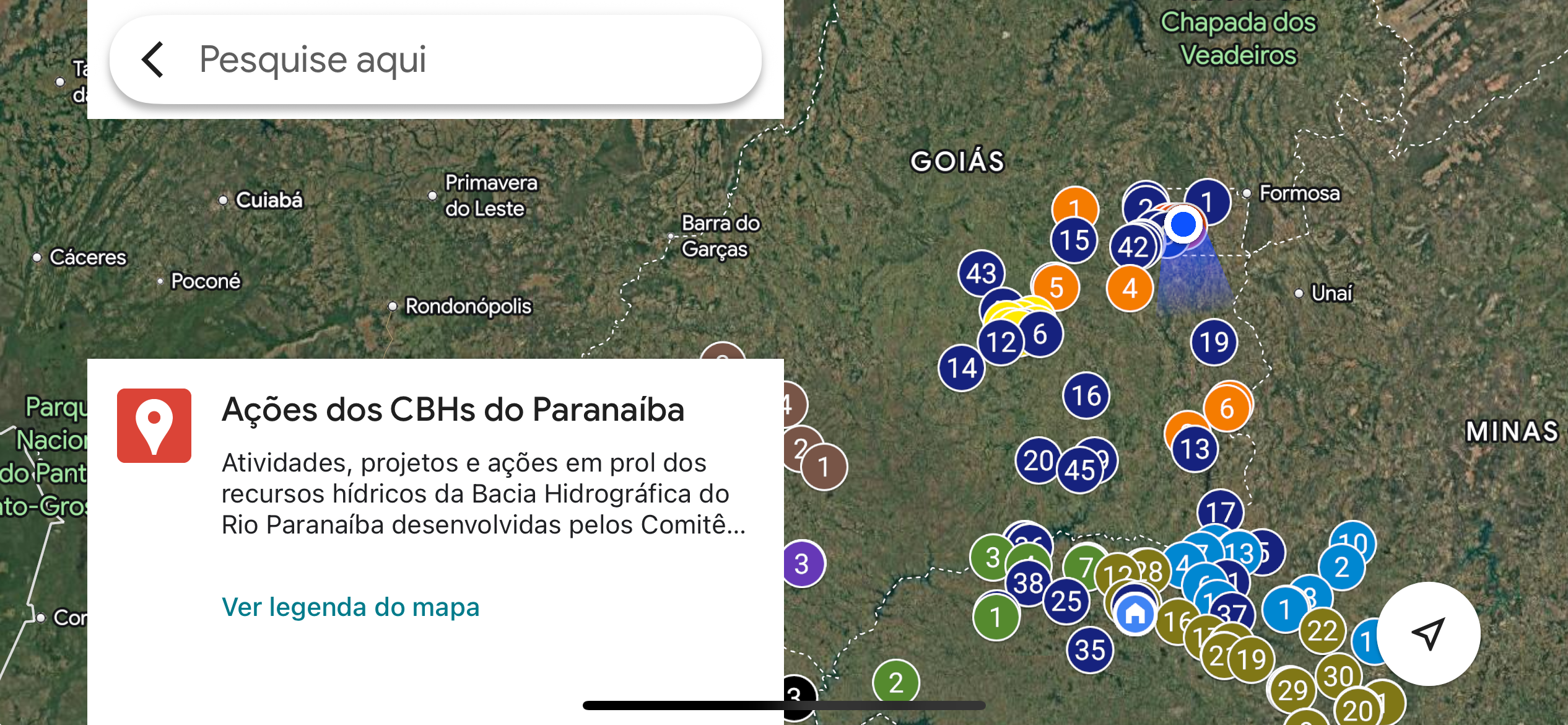 Mapa interativo mostra ações do Comitê do Rio Paranaíba e afluentes